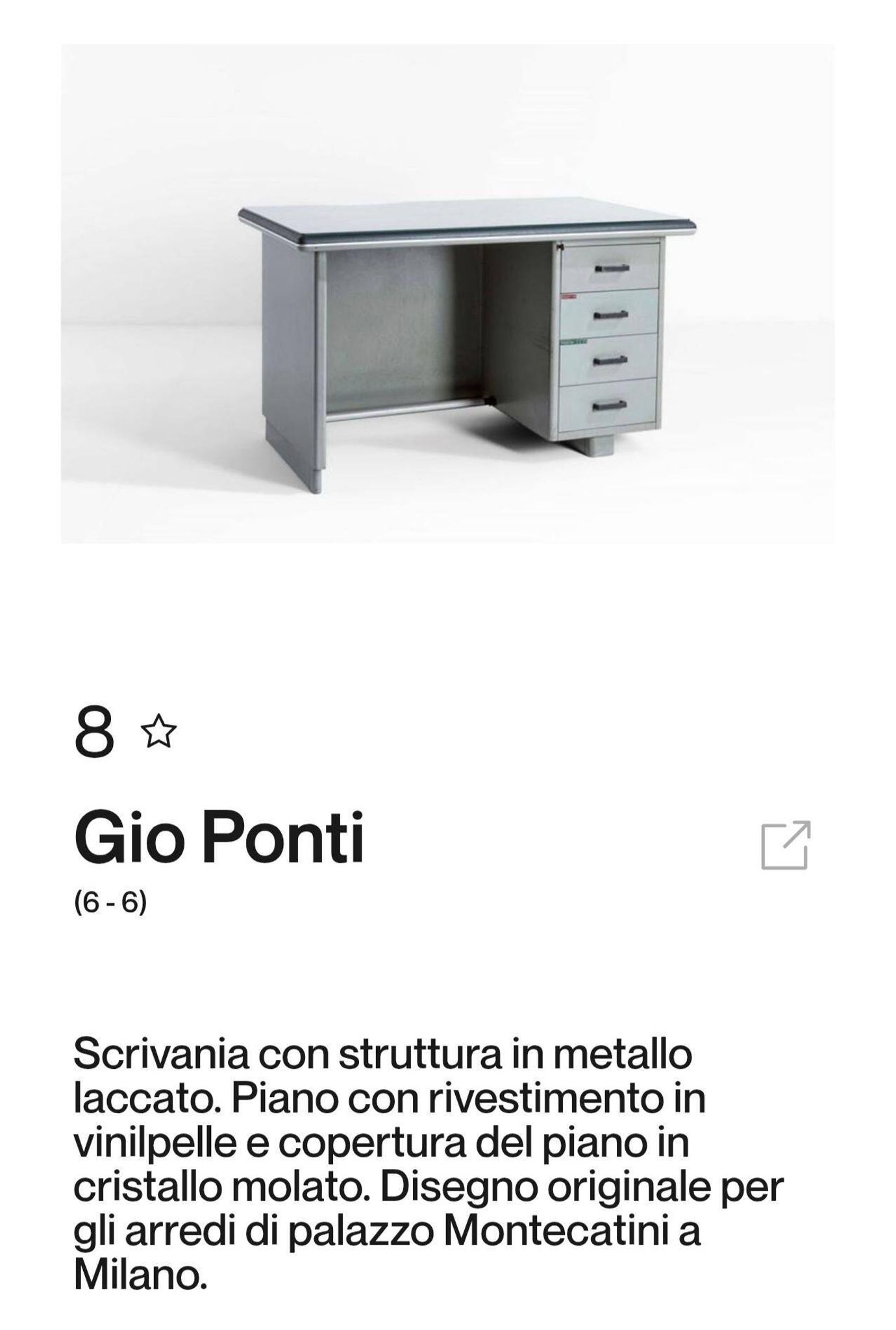 Art Deco or Bauhaus desk in metal covered with leather, Gio Ponti style.
