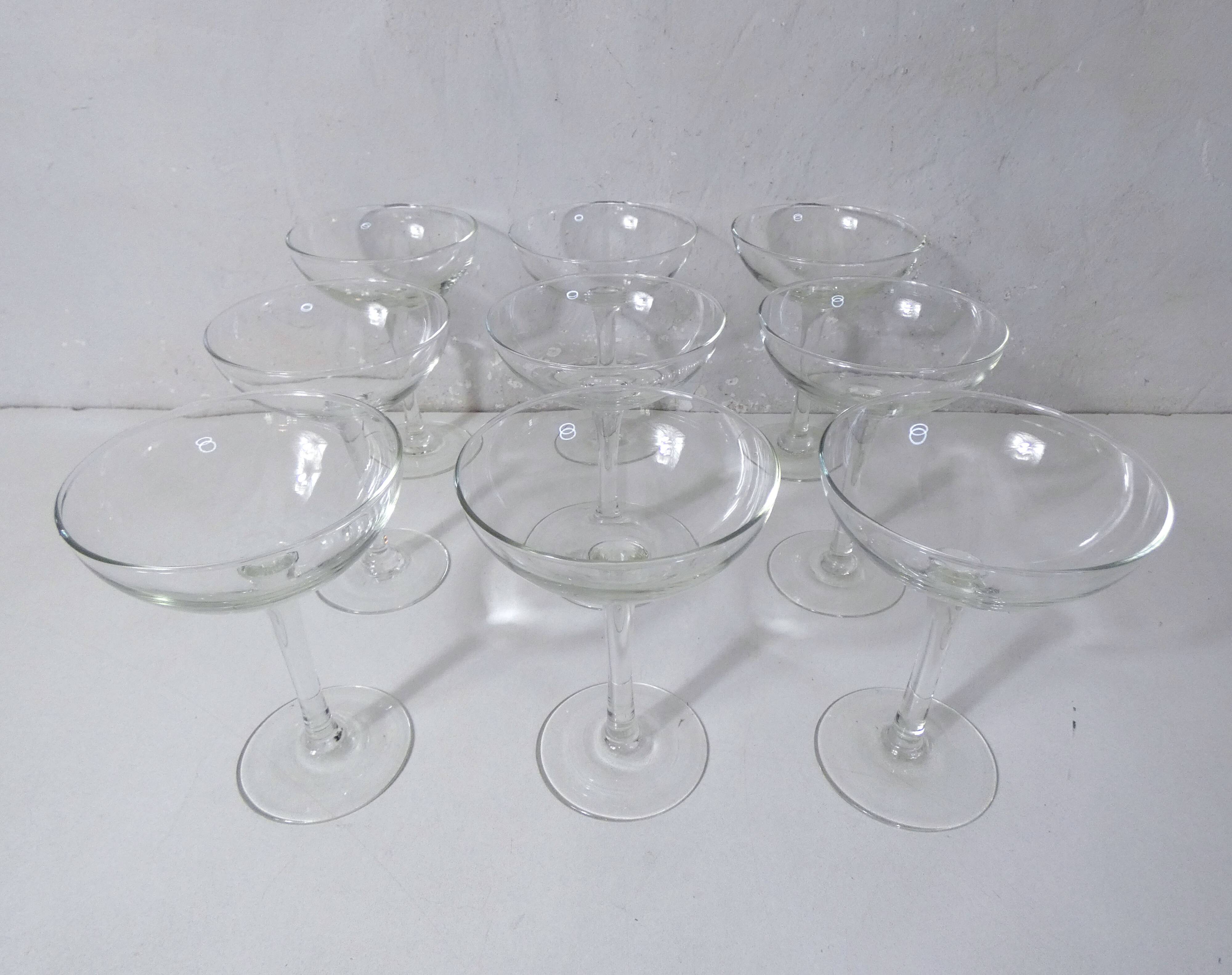 9 champagne glasses