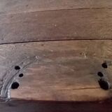 Industrial dining table with cast iron base