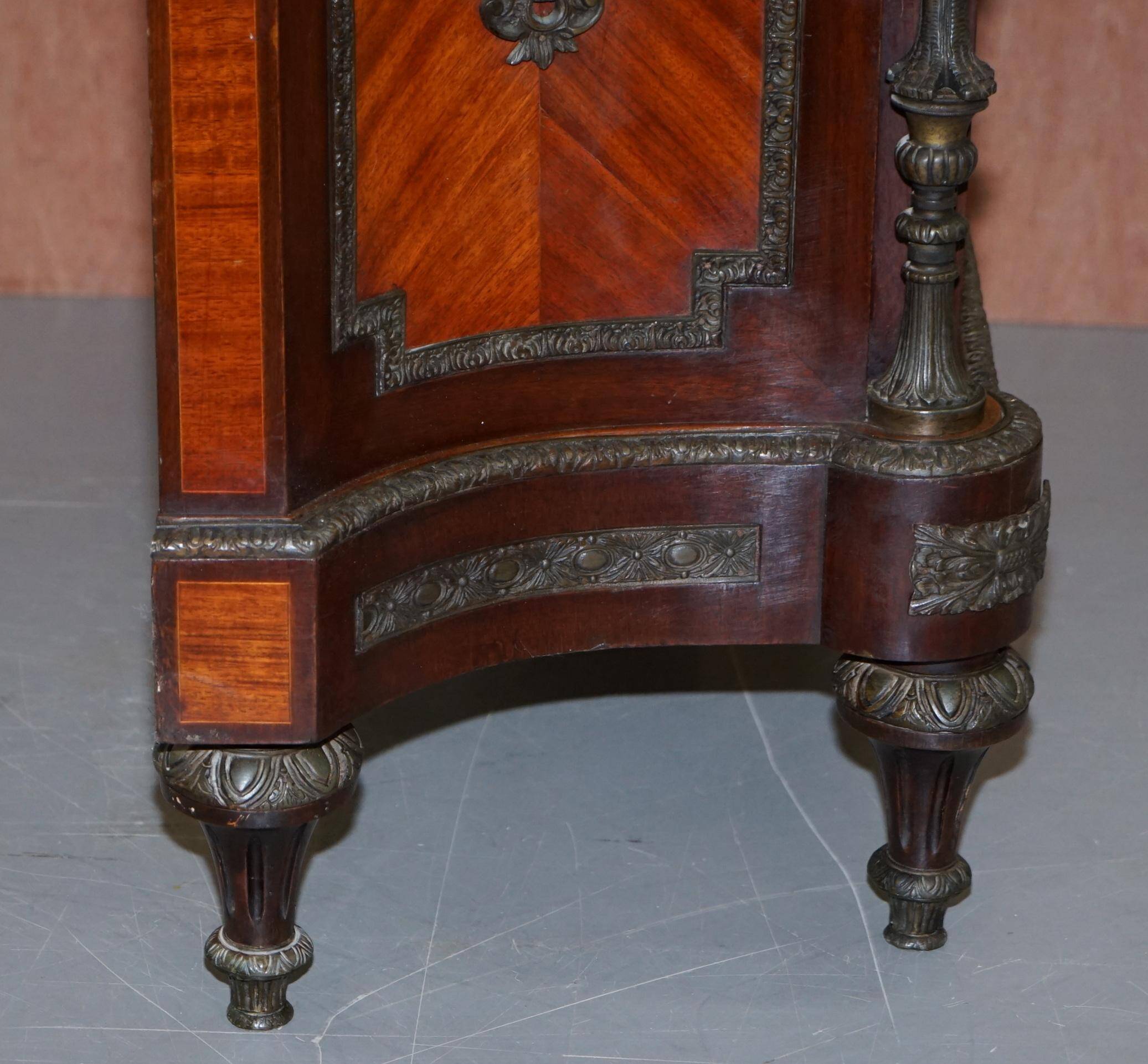Louis Buffet in Walnut 19th Century with Drawers, Marble and Bronze Ornaments