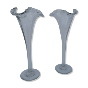 Paire de vases soliflore en verre,