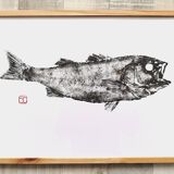 Framed art print, "Print of a bar" (gyotaku)