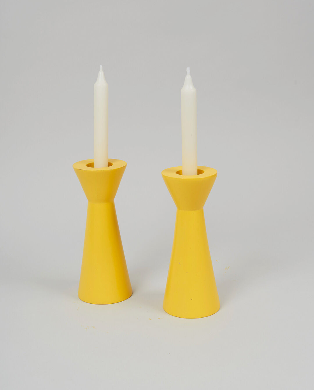 Pair of wooden candle holders