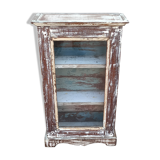 Old small wooden wardrobe with glass door