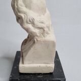 Buste de Molière en plâtre ciré sur socle en marbre 14 cm