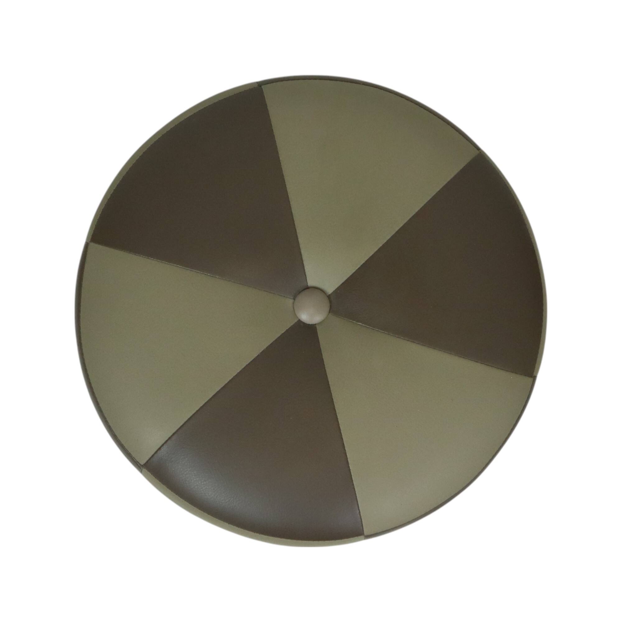 Round Vintage Pouf Two-tone Faux Leather Patchwork