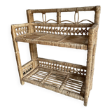 Small light beige wicker and rattan shelf