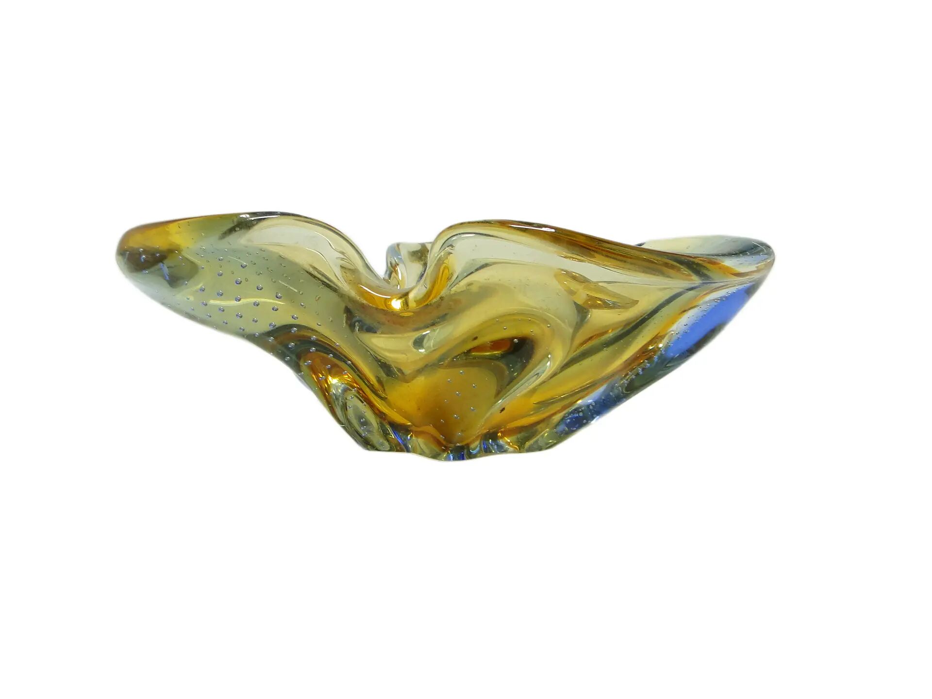 Mid-century modern bowl, glass, by H. Machanowska, Czechoslovakia, 1960s.