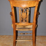 Pair of straw armchairs in cherry wood Directoire early XIX