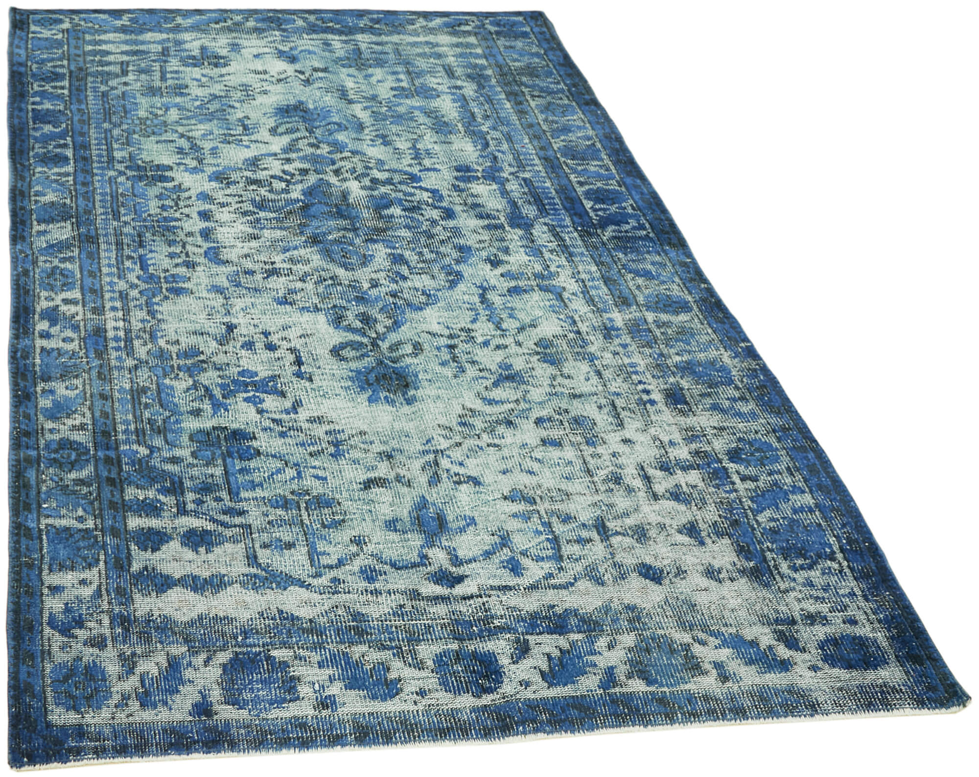 Hand-knotted vintage anatolian 1980s 173 cm x 268 cm blue rug
