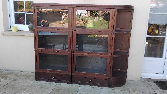 Large modular vintage display cabinet pierre cruiege for martin du