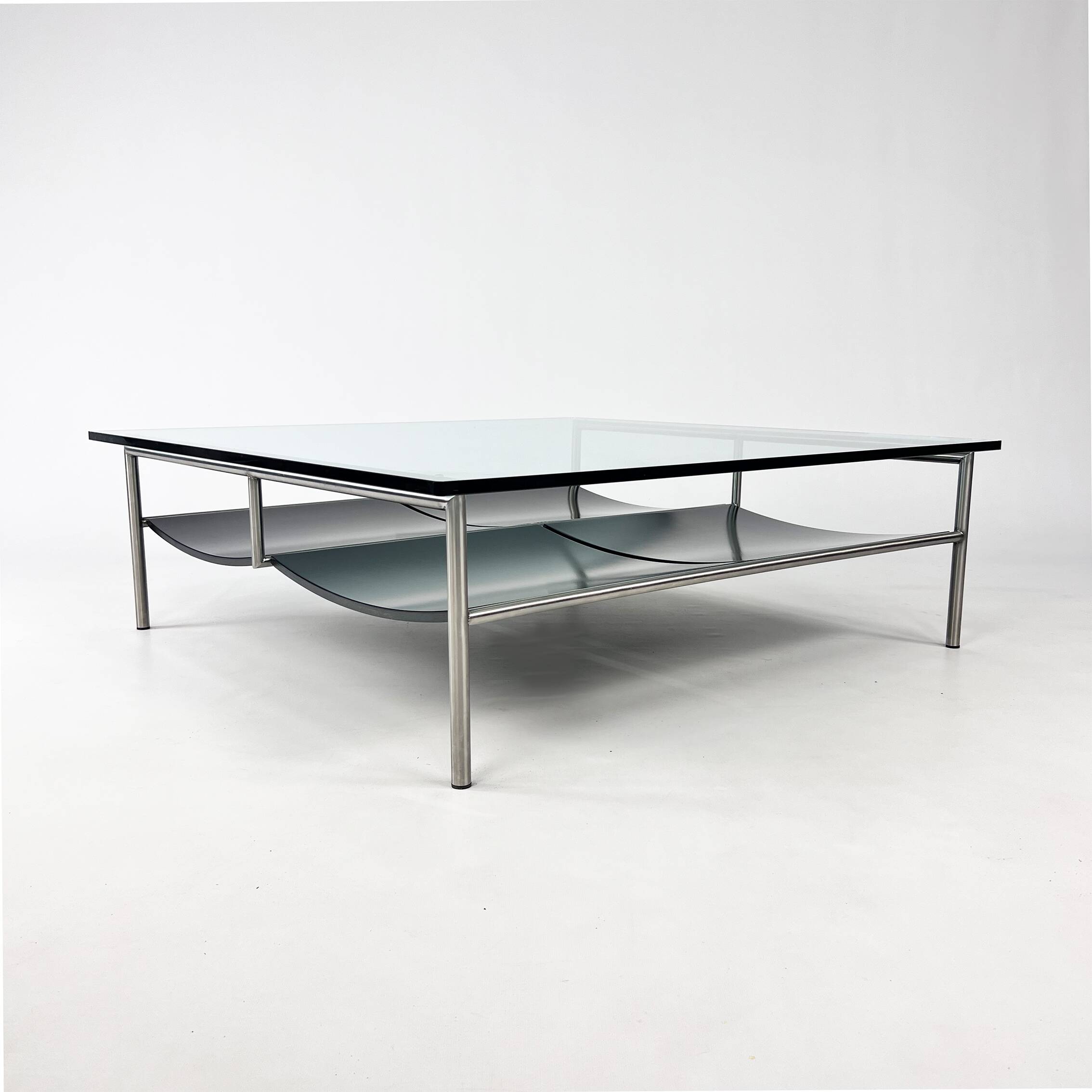 Postmodern Glass and Steel Coffee Table by Metaform, 1990s