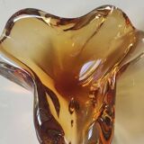 Murano ashtray/pocket tray free organic floral shape. amber tones. dim 17 x 14 cm