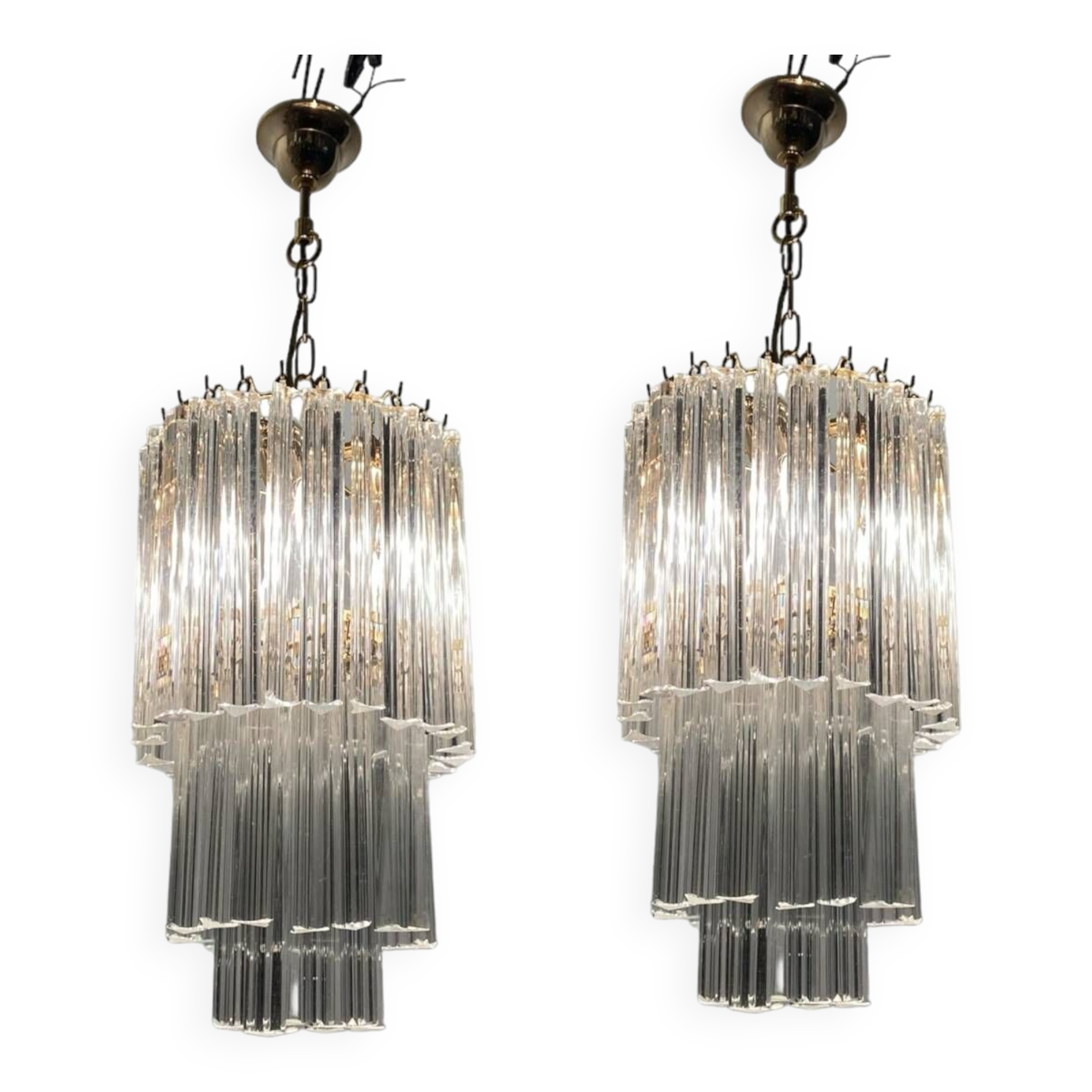 Murano Glass Trilobi Chandeliers Set of 2