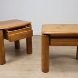 Pair of vintage elm bedside tables, 1970s