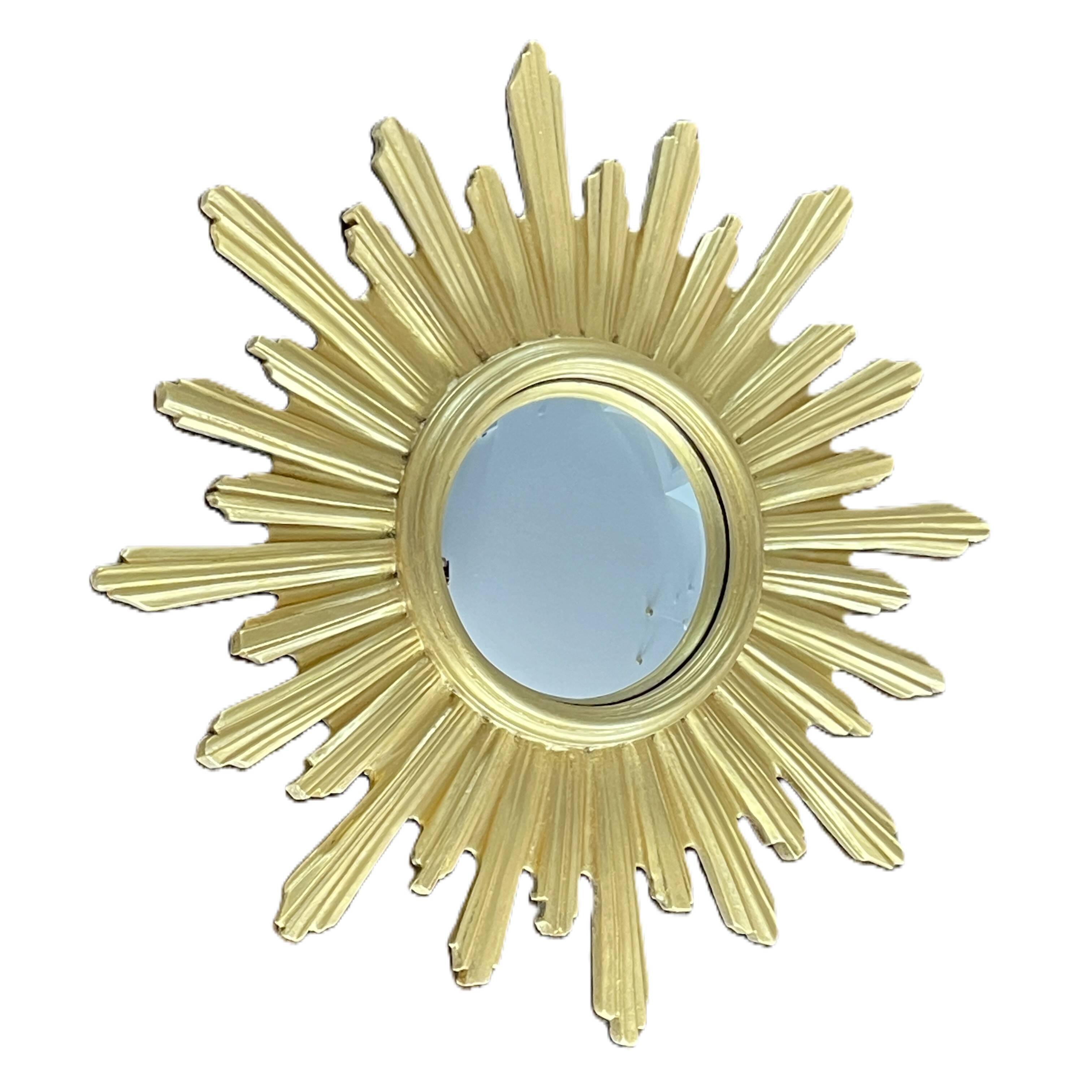 Golden resin "witch's eye" sun mirror, 52 cm