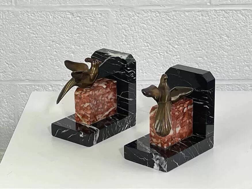 Vintage marble and brass bookend