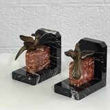 Vintage marble and brass bookend