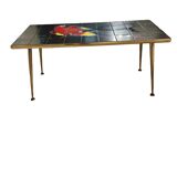 Ceramic coffee table from the 1950s signed Denisco.