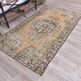 59s Orange & Brown Vintage Rug 122x216Cm