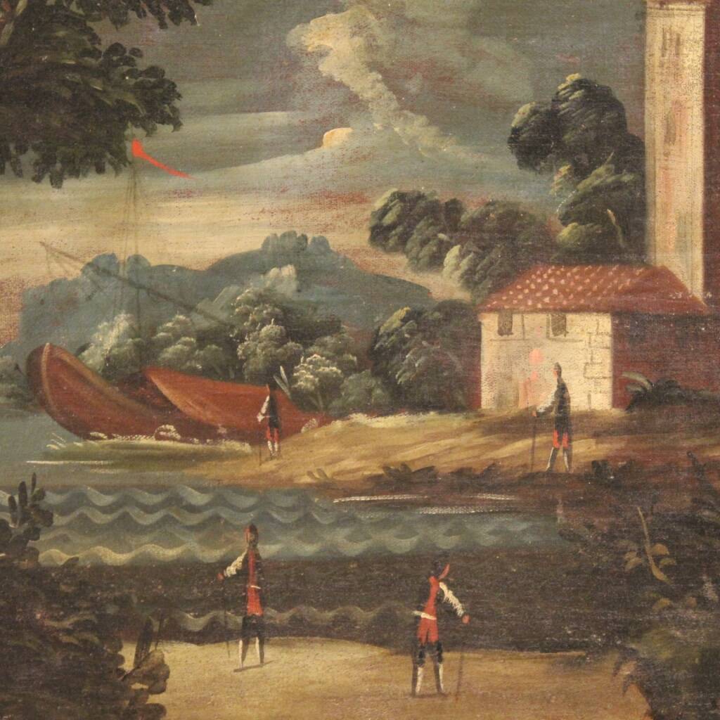 Italian artwork seascape oil on canvas from the 18th century