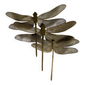 Lot of 3 dragonflies in vintage golden brass