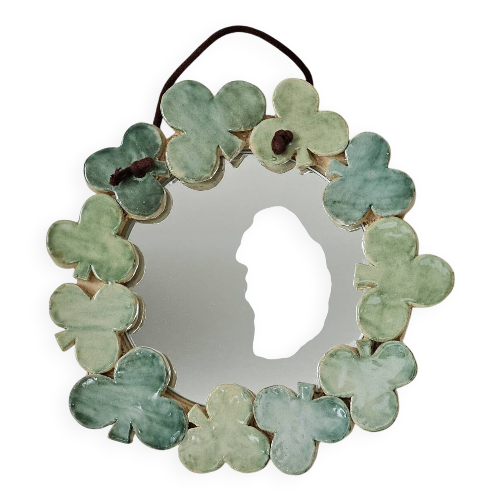 Ceramic mirror with clovers