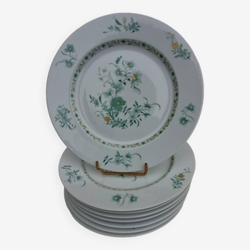 8 assiettes plates en porcelaine de Limoges Bernardaud modèle Pékin