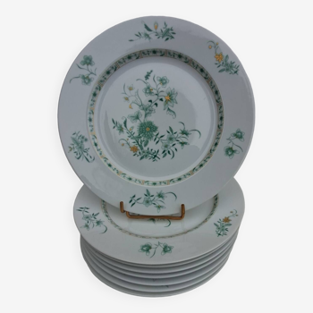 8 flat plates in Limoges Bernardaud porcelain model Beijing