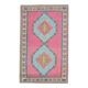 1970s vintage Turkish hand-knotted wool cotton pink area rug 128x208