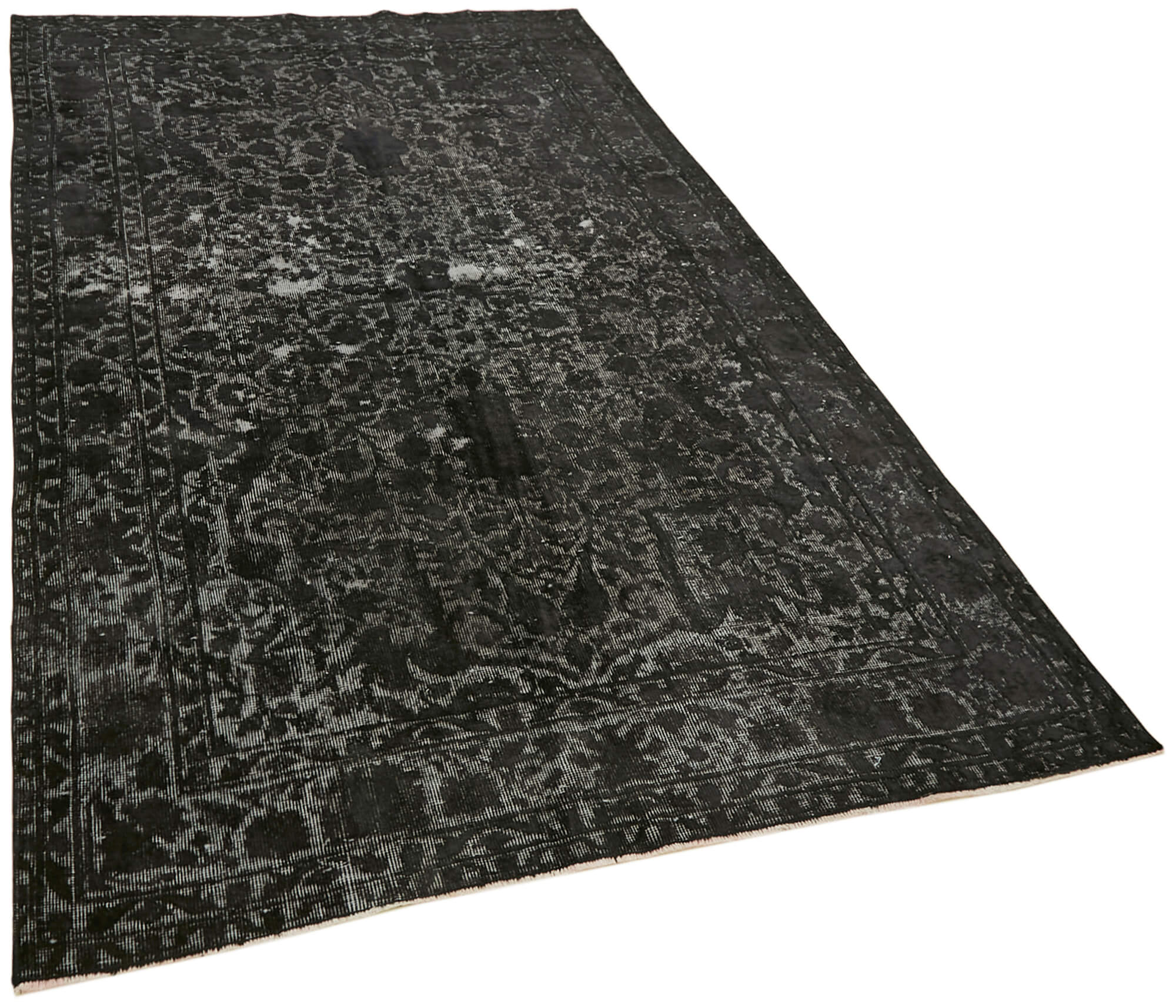 Handwoven Unique Turkish 1980s 165 cm x 267 cm Black Rug