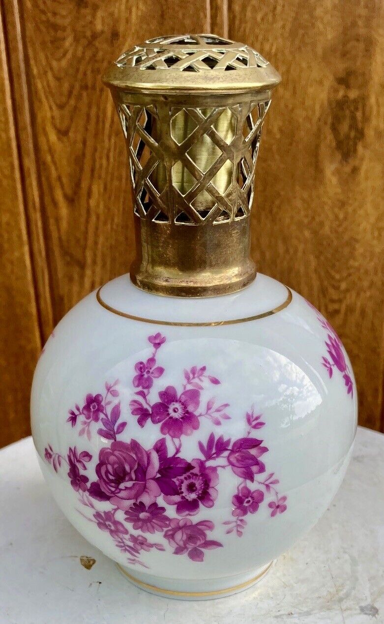 Lamp berger limoges porcelain charles ahrenfeldt decoration flowers