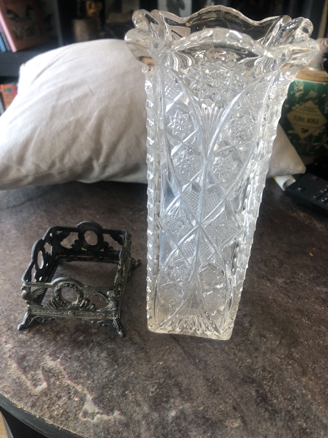 Vintage transparent glass vase