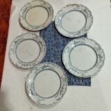 Set of 5 antique plates ridgways royal semi porcelain england delft
