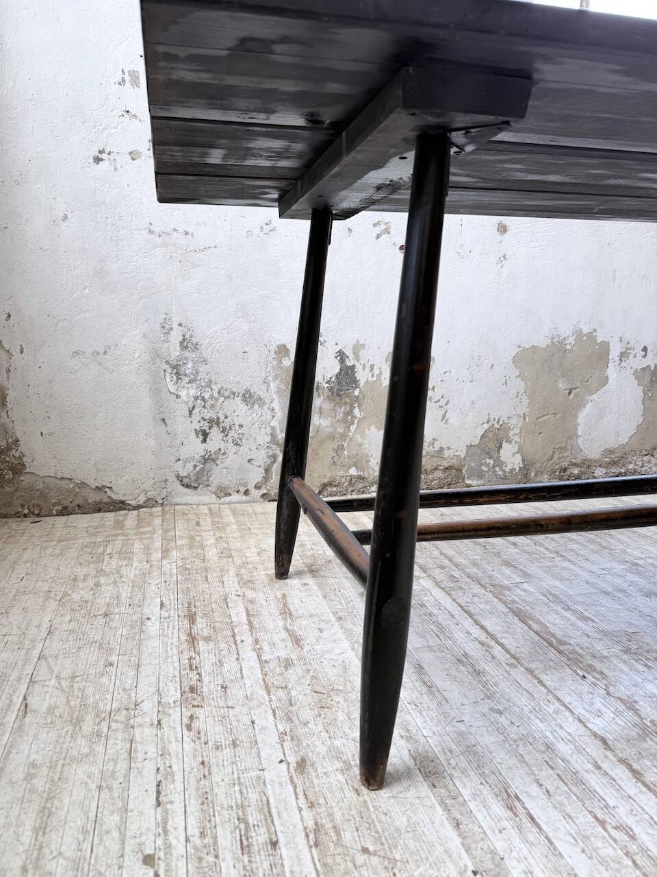 Tapiovaara dining table, black patina, 1950s.