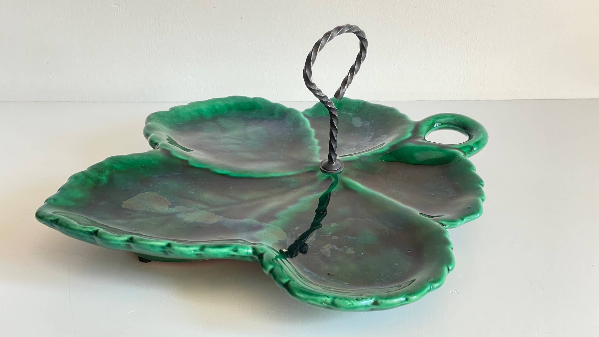 Vintage glazed ceramic slip dish