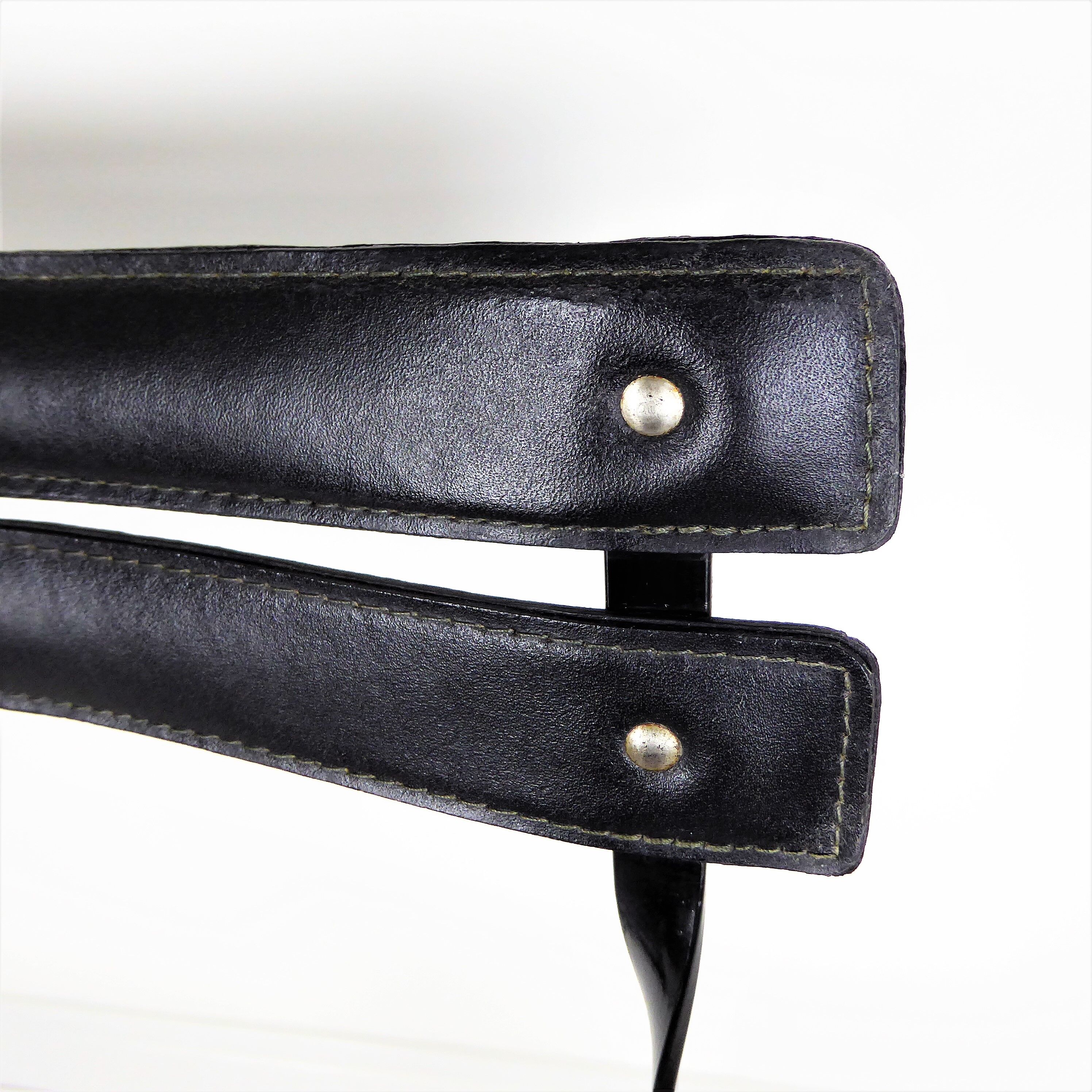 2 leather and metal folding chairs - Paquebot France 1960
