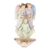 Wall-mounted holy water font in porcelain biscuit