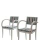 Pair of Vintage Art Deco Style Armchairs - White Wood and Striped Fabric