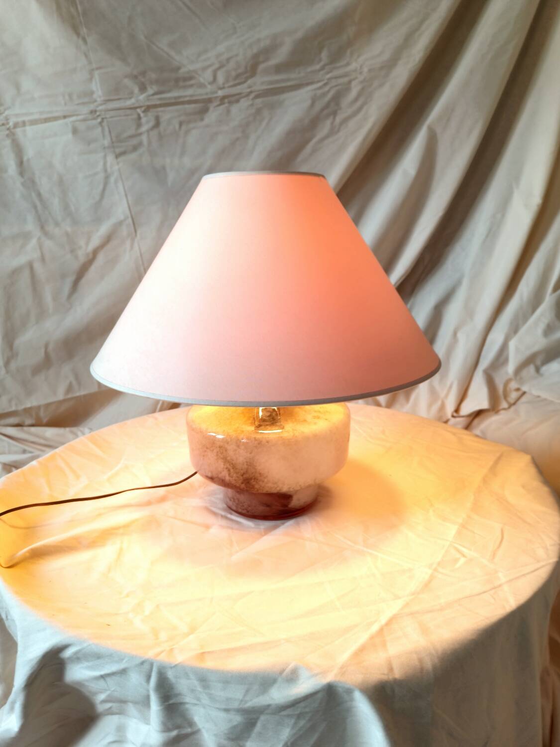 Handmade lamp in brass and Murano glass