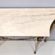 Vintage walnut console with a portuguese pink marble top and brass frame, italy
