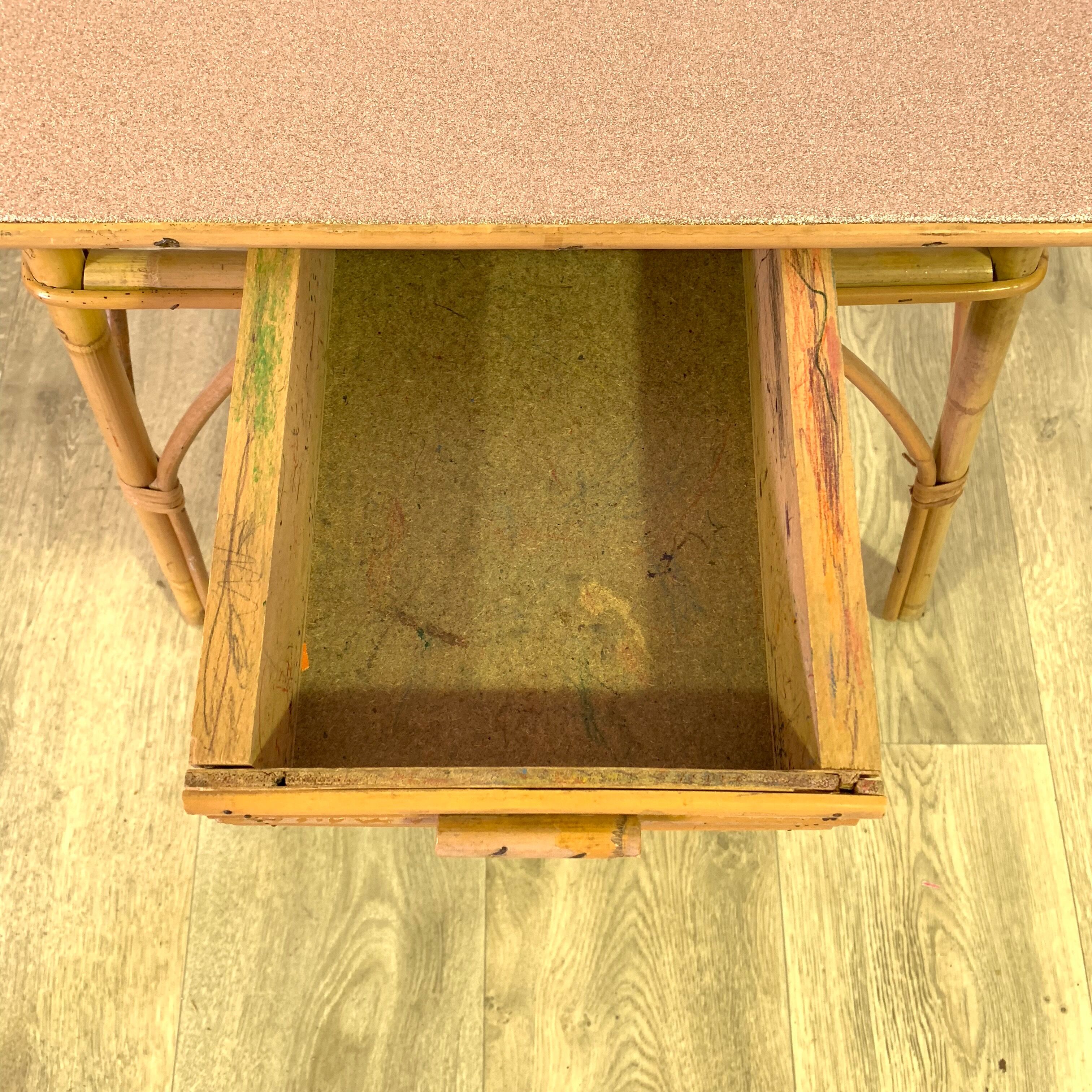 Rattan child desk and Chair