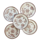 5 grandes assiettes anciennes en Terre de fer marron - Grand Dépôt Paris