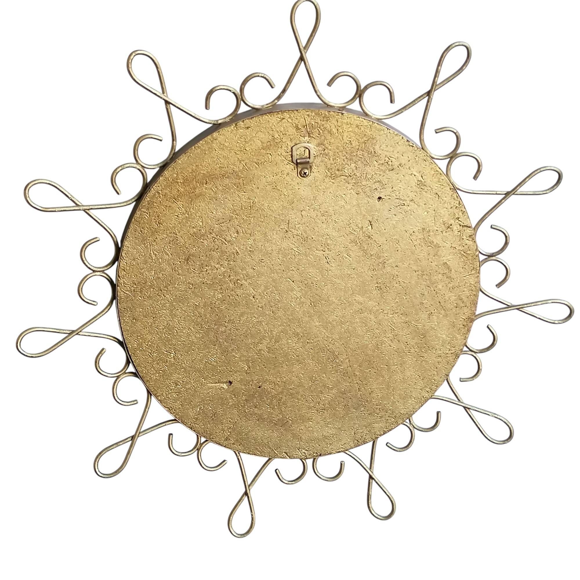 Miroir vintage en métal doré avec effet convexe des années 70