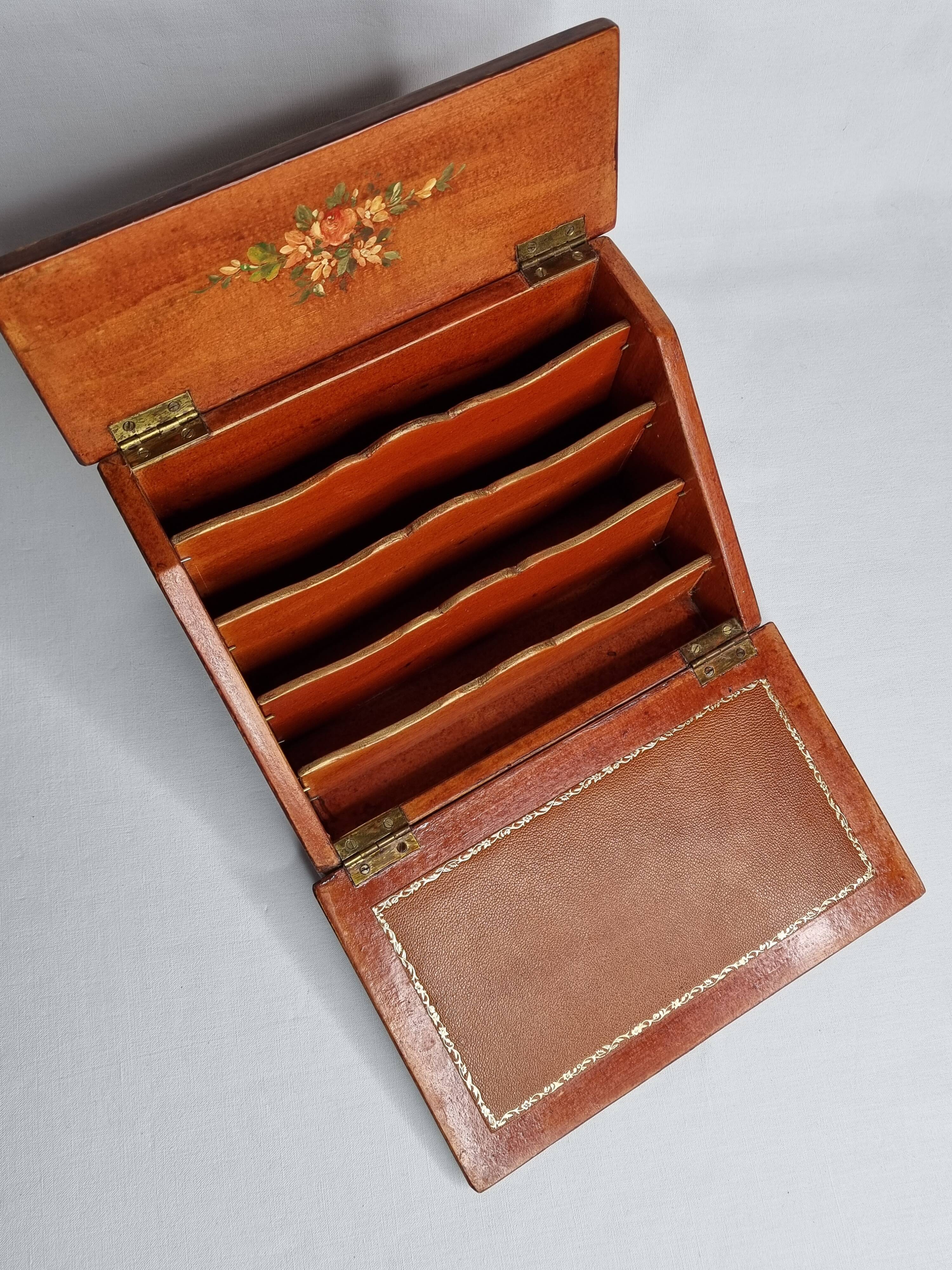 Vintage letter holder box decorated and hand-painted