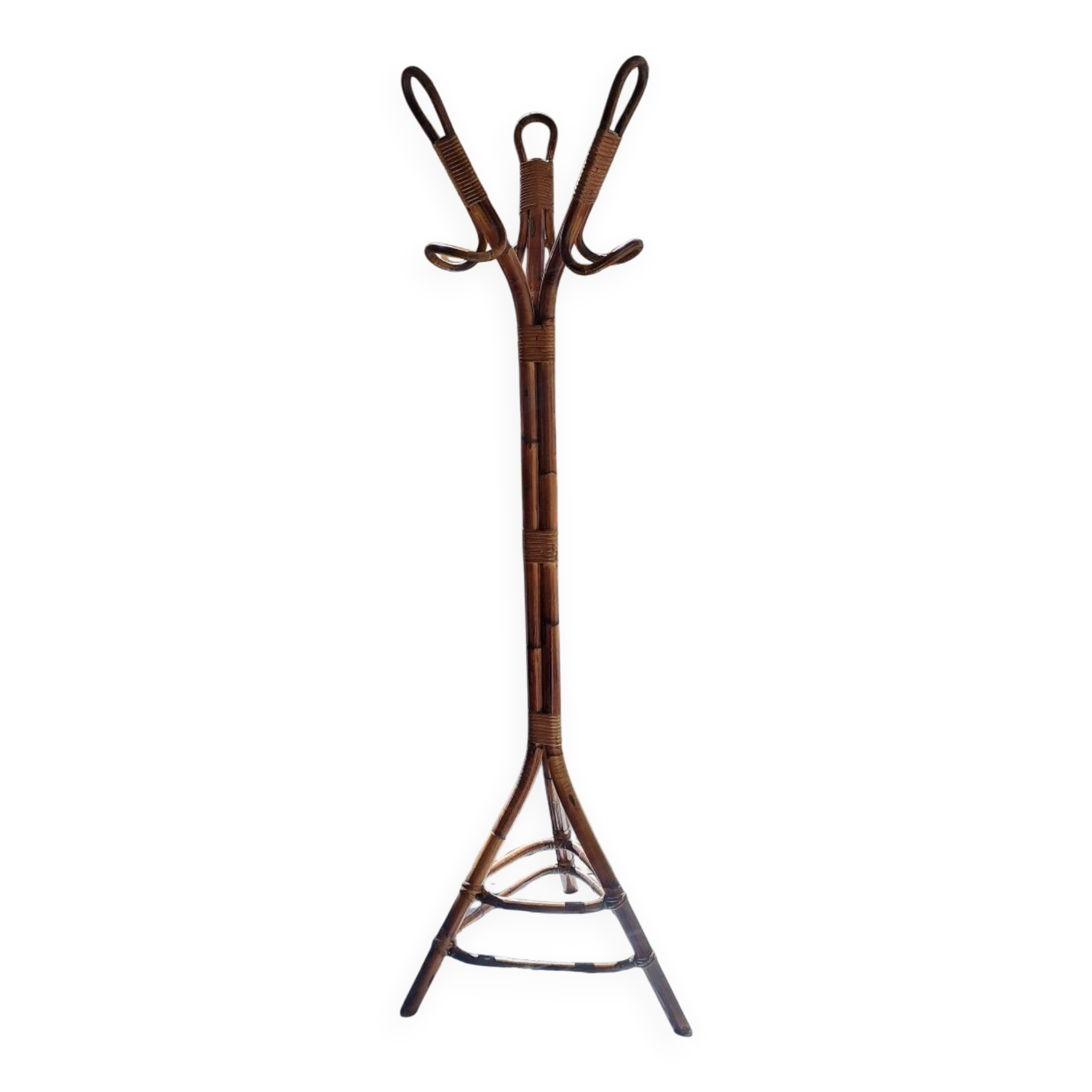 1950s rattan coat rack