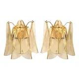 Amber Rondini Murano Glass Gold Wall Sconces by Simoeng, Set of 2