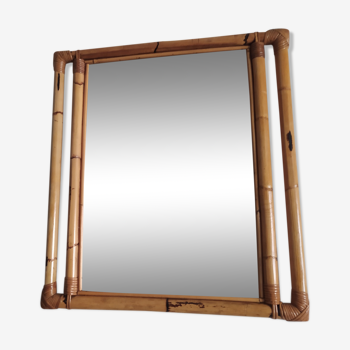Vintage bamboo mirror 66x60cm