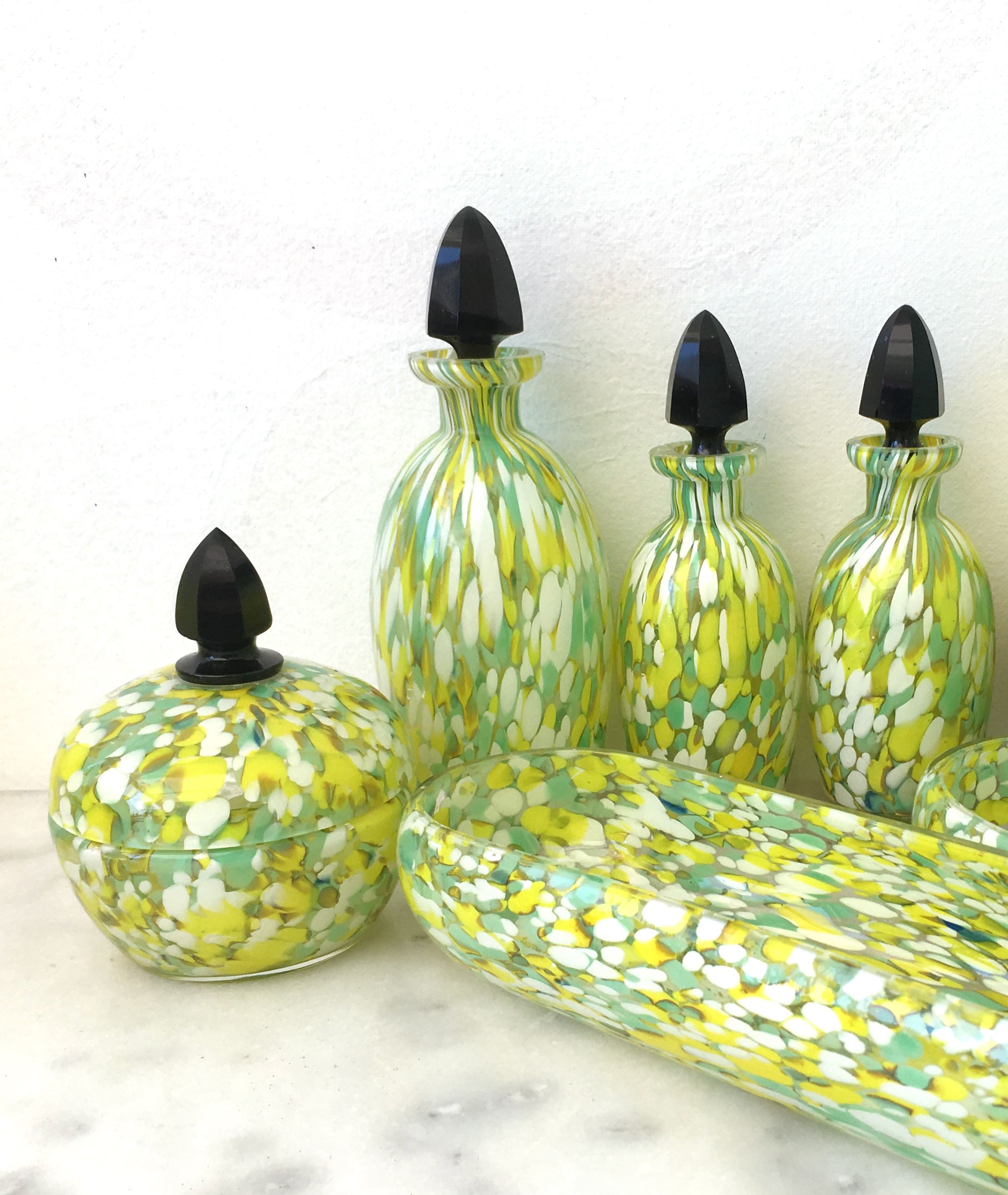 Set of art deco perfumery bottles
