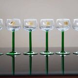 Luminarc france green stemmed liqueur/wine glasses, vintage, 1970s, set of 6
